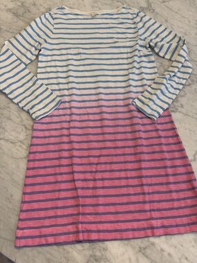 Crewcuts Girls Striped Ombre Long-Sleeve Dress in Blue, Pink, White